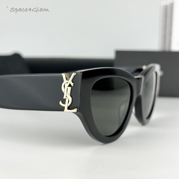 BRAND NEW Saint Laurent SLM94 001 Black Grey Cat Eye Women Sunglasses